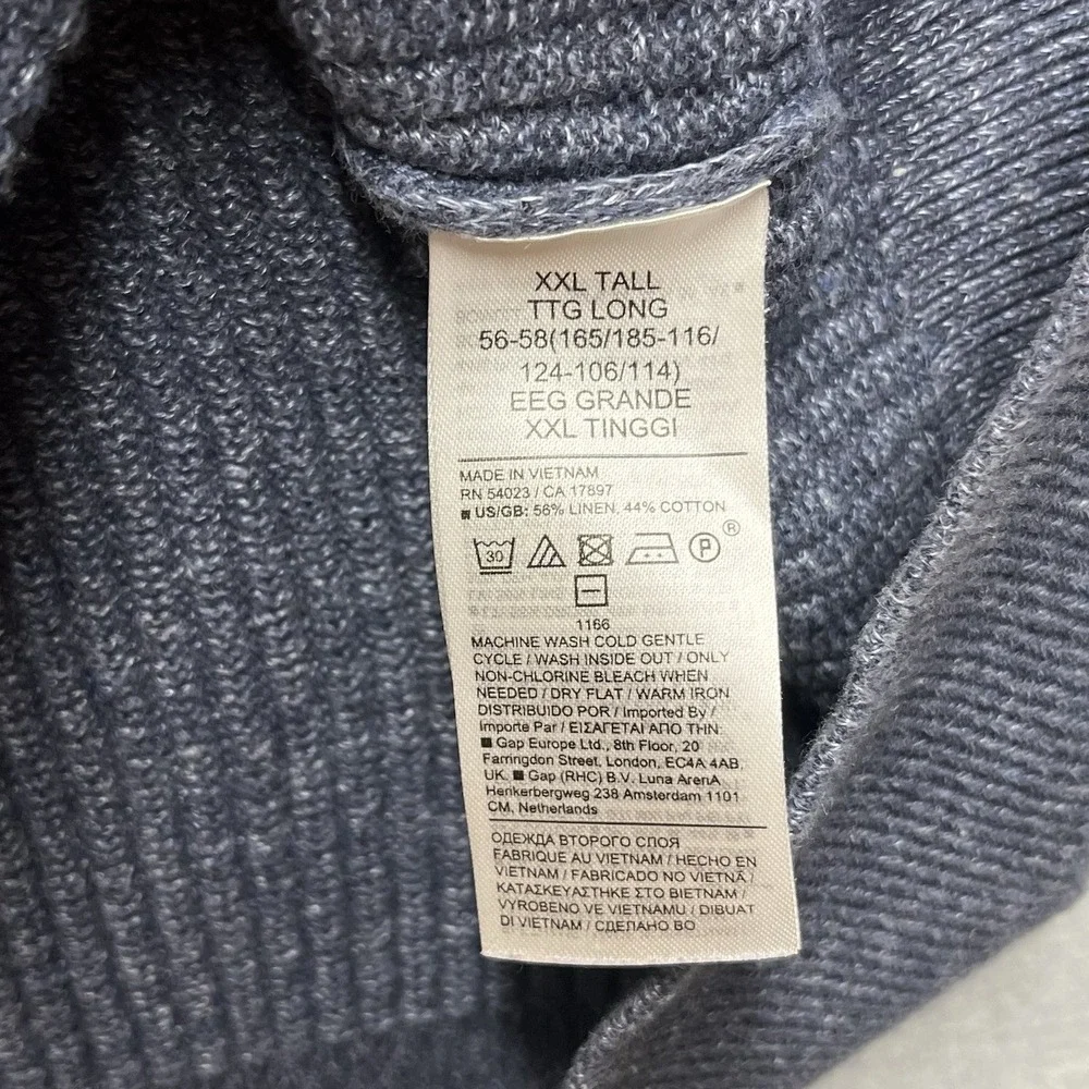 Banana Republic Polo Men 2XLT Blue Soft Linen Blend SS chunky Knit Luxury New